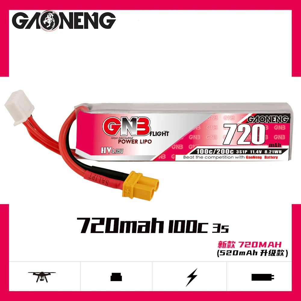 Gaoneng GNB 3S 720MAH 100C HV Li-Po Battery - XT30 - Image 3
