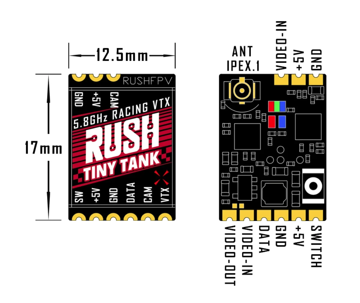 RUSHFPV Tank Tiny 5.8GHz Vtx Smart Audio 0-25-100-200-350mW US VERSION -Whoop Mount Included - Image 3